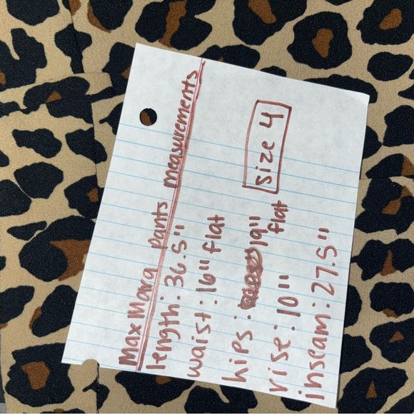 MaxMara Weekend Leopard Print Pants Size 4 – Chic Slim Fit Work Wear Trousers - Picture 9 of 9